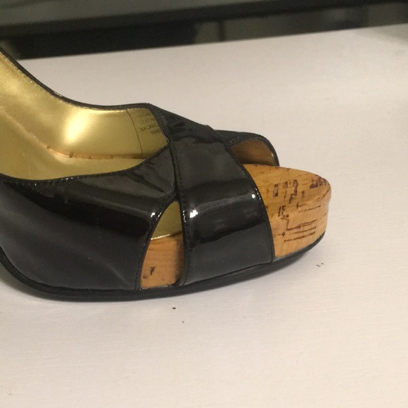 Black and cork sling back heels - Picture 2 of 7